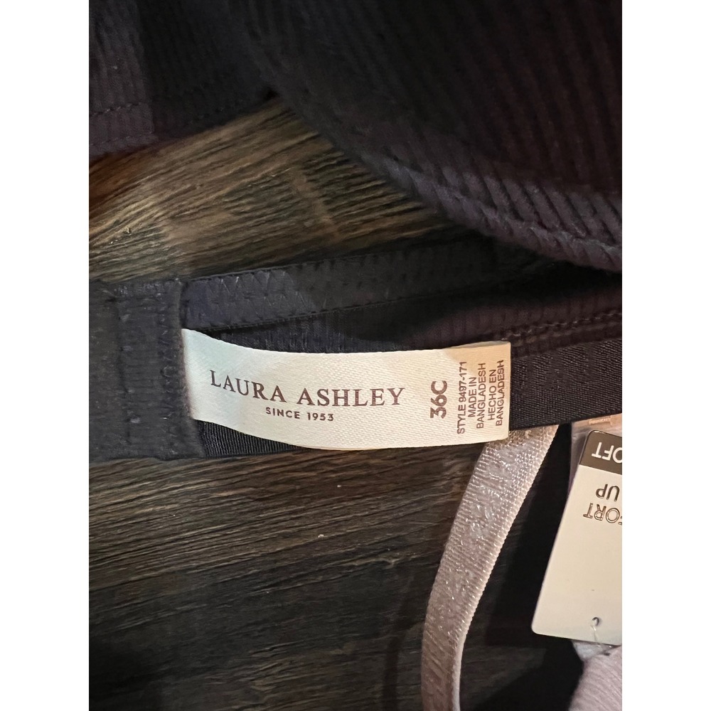Laura Ashley 3 Pack T-Shirt Bras 36C Pink Navy Floral Ribbed Underwire 9497-171 - Picture 3 of 4